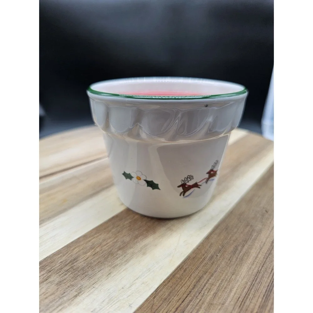 Vintage Pfaltzgraff Christmas Candle Santa‎ Sleigh Reindeer